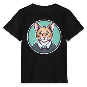 Brume australienne Chat Race Dessin animé Kawaii Animal - T-shirt bio MINI CREATOR Stanley/Stella Enfant - noir - Devant - Mikhail (115cm)