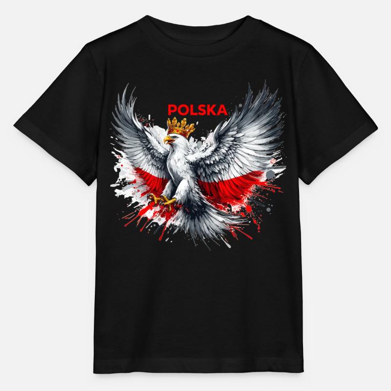 Polen Polska polnisch rot weiß Adler Krone Geschen - Stanley/Stella Kinder T-Shirt MINI CREATOR - Schwarz