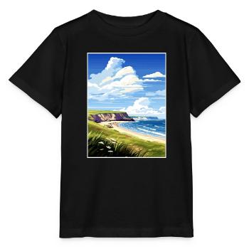 Péninsule de Gower Aonb Affiche de voyage Souvenir WPA - T-shirt bio MINI CREATOR Stanley/Stella Enfant - noir - Devant - Mikhail (115cm)