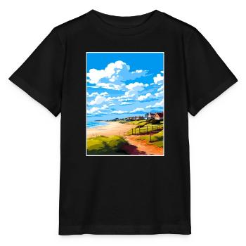 Suffolk Coast Heaths Travel Poster Souvenir WPA - Stanley/Stella MINI CREATOR Kids’ T-Shirt - black - Front - Mikhail (115cm)