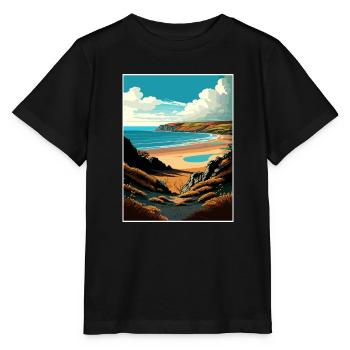 Péninsule de Gower Anob Affiche de voyage Souvenir WPA - T-shirt bio MINI CREATOR Stanley/Stella Enfant - noir - Devant - Mikhail (115cm)