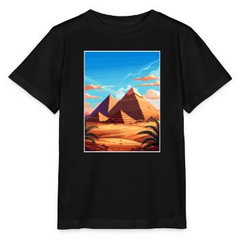 Kairo Ägypten Große Pyramiden Von Gizeh Reiseposter - Stanley/Stella Kinder T-Shirt MINI CREATOR  - Schwarz - Vorne - Mikhail (115cm)