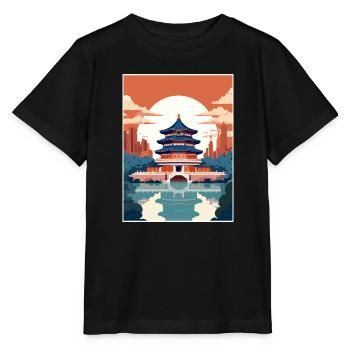 Pékin Chine Voyage Affiche Souvenir Peinture WPA - T-shirt bio MINI CREATOR Stanley/Stella Enfant - noir - Devant - Mikhail (115cm)