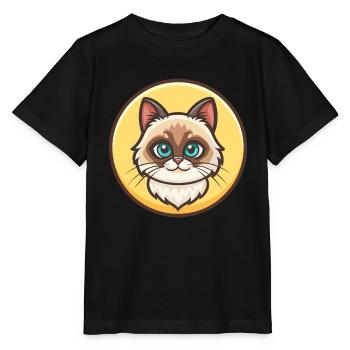 Neva Mascarade Chat Race Dessin animé Kawaii Animal - T-shirt bio MINI CREATOR Stanley/Stella Enfant - noir - Devant - Mikhail (115cm)