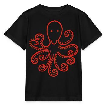 Strange red octopus - Stanley/Stella MINI CREATOR Kids’ T-Shirt - black - Front - Mikhail (115cm)