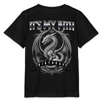 Dragon 14e anniversaire Dragon - T-shirt bio MINI CREATOR Stanley/Stella Enfant - noir - Devant - Mikhail (115cm)