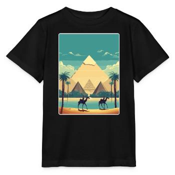 Kairo Ägypten Große Pyramiden Von Gizeh Reiseposter - Stanley/Stella Kinder T-Shirt MINI CREATOR  - Schwarz - Vorne - Mikhail (115cm)