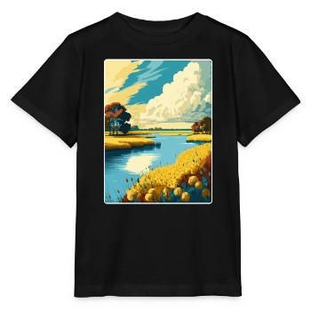 Norfolk Broads Nationalpark Reise Posterkarte - Stanley/Stella Kinder T-Shirt MINI CREATOR  - Schwarz - Vorne - Mikhail (115cm)