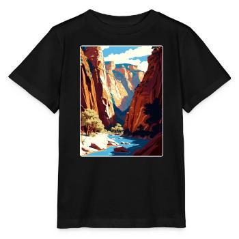Zion National Park The Narrows Arizona Travel Card - Stanley/Stella MINI CREATOR Kids’ T-Shirt - black - Front - Mikhail (115cm)
