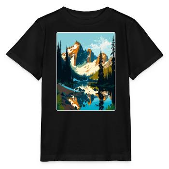 North Cascades National Park Travel Poster Card - Stanley/Stella MINI CREATOR Kids’ T-Shirt - black - Front - Mikhail (115cm)