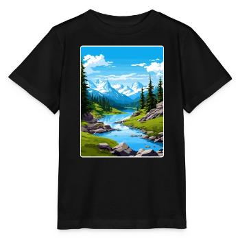 North Cascades National Park Travel Poster Card - Stanley/Stella MINI CREATOR Kids’ T-Shirt - black - Front - Mikhail (115cm)