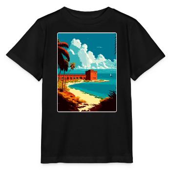 Dry Tortugas National Park Travel Poster Souvenir - Stanley/Stella MINI CREATOR Kids’ T-Shirt - black - Front - Mikhail (115cm)