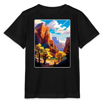 Zion National Park Arizona Travel Poster Souvenir - Stanley/Stella MINI CREATOR Kids’ T-Shirt - black - Front - Mikhail (115cm)
