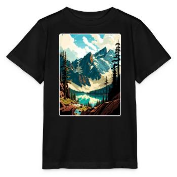 North Cascades National Park Travel Poster Card - Stanley/Stella MINI CREATOR Kids’ T-Shirt - black - Front - Mikhail (115cm)