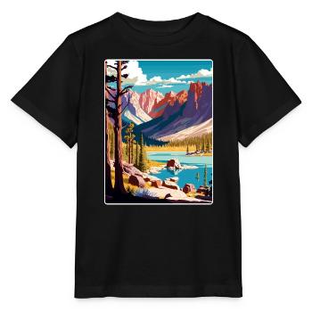 Affiche de voyage du parc national du Grand Bassin - T-shirt bio MINI CREATOR Stanley/Stella Enfant - noir - Devant - Mikhail (115cm)