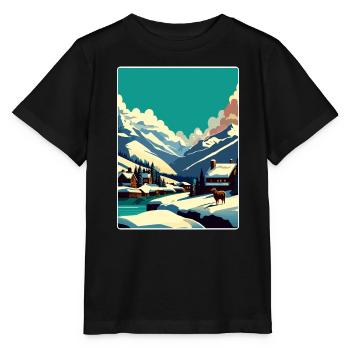 Verbier Ski Resort Mountain Switzerland Travel WPA - Stanley/Stella Kinder T-Shirt MINI CREATOR  - Schwarz - Vorne - Mikhail (115cm)