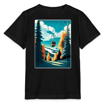Kitzbuhel Ski Austria Travel Poster Souvenir WPA - Stanley/Stella MINI CREATOR Kids’ T-Shirt - black - Front - Mikhail (115cm)