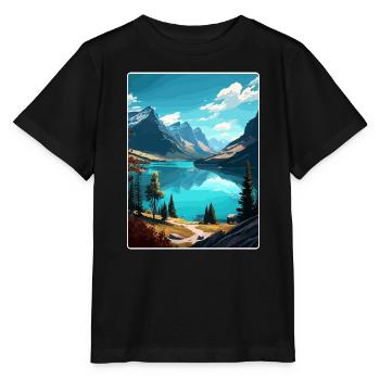 Gletscher-Nationalpark Reiseposter Souvenir WPA - Stanley/Stella Kinder T-Shirt MINI CREATOR  - Schwarz - Vorne - Mikhail (115cm)