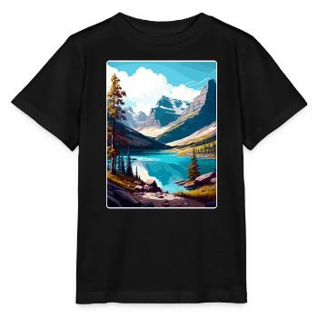 Gletscher-Nationalpark Reiseposter Souvenir WPA - Stanley/Stella Kinder T-Shirt MINI CREATOR  - Schwarz - Vorne - Mikhail (115cm)