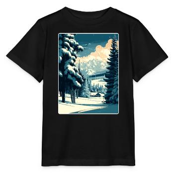 Kitzbuhel Ski Austria Travel Poster Souvenir WPA - Stanley/Stella MINI CREATOR Kids’ T-Shirt - black - Front - Mikhail (115cm)