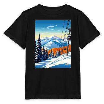Aspen Ski Ski Voyage Affiche Peinture Souvenir WPA - T-shirt bio MINI CREATOR Stanley/Stella Enfant - noir - Devant - Mikhail (115cm)