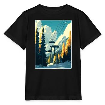 Aspen Ski Ski Voyage Affiche Peinture Souvenir WPA - T-shirt bio MINI CREATOR Stanley/Stella Enfant - noir - Devant - Mikhail (115cm)