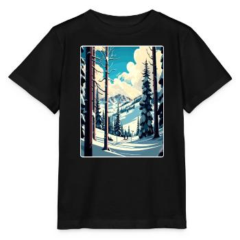 Aspen Ski Ski Voyage Affiche Peinture Souvenir WPA - T-shirt bio MINI CREATOR Stanley/Stella Enfant - noir - Devant - Mikhail (115cm)