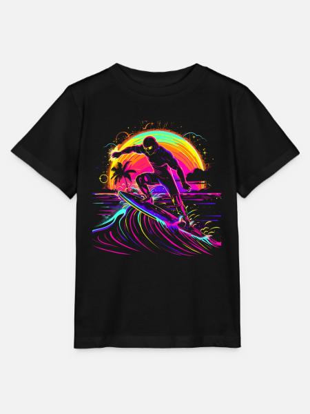 Surfer Vaporwave - Stanley/Stella Kinder T-Shirt MINI CREATOR  - Schwarz