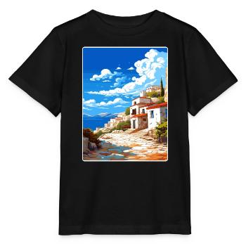 Péninsule de Mani Grèce Affiche de voyage Souvenir WPA - T-shirt bio MINI CREATOR Stanley/Stella Enfant - noir - Devant - Mikhail (115cm)