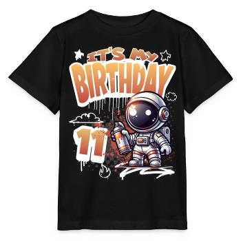 Graffiti Astronaut 11th Birthday - Stanley/Stella MINI CREATOR Kids’ T-Shirt - black - Front - Mikhail (115cm)