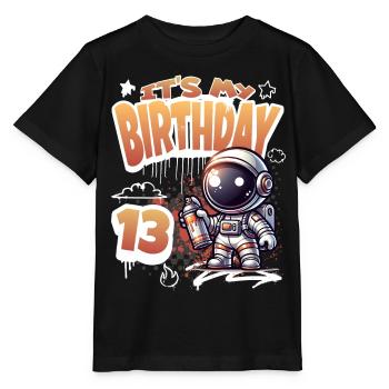 Graffiti astronaute 13e anniversaire - T-shirt bio MINI CREATOR Stanley/Stella Enfant - noir - Devant - Mikhail (115cm)