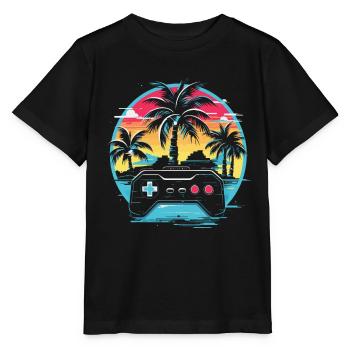 Jeux Vidéo Vaporwave - T-shirt bio MINI CREATOR Stanley/Stella Enfant - noir - Devant - Mikhail (115cm)
