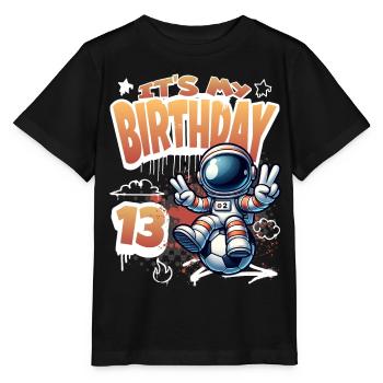 13e anniversaire de l’astronaute de football - T-shirt bio MINI CREATOR Stanley/Stella Enfant - noir - Devant - Mikhail (115cm)