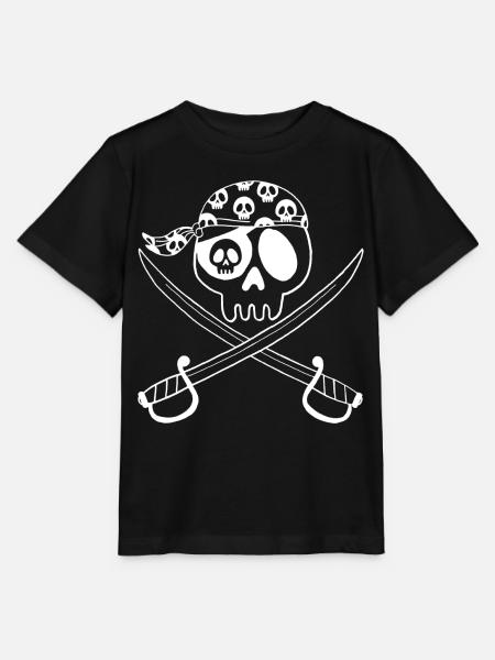 Piratenschädel (Weiß) - Stanley/Stella Kinder T-Shirt MINI CREATOR  - Schwarz