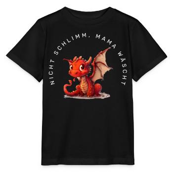 Nicht schlimm, Mama wäscht (Drache) - Stanley/Stella Kinder T-Shirt MINI CREATOR  - Schwarz - Vorne - Mikhail (115cm)
