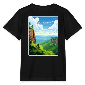 Montagnes de grès de l’Elbe Allemagne Affiche de voyage WPA - T-shirt bio MINI CREATOR Stanley/Stella Enfant - noir - Devant - Mikhail (115cm)