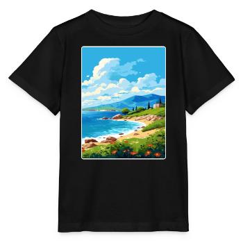 Péninsule de Mani Grèce Affiche de voyage Souvenir WPA - T-shirt bio MINI CREATOR Stanley/Stella Enfant - noir - Devant - Mikhail (115cm)