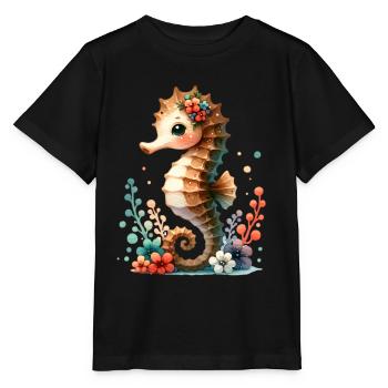 Seepferd Seepferdchen - Stanley/Stella Kinder T-Shirt MINI CREATOR  - Schwarz - Vorne - Mikhail (115cm)