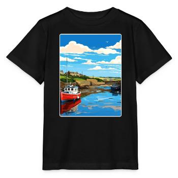 Bude Cornwall England Reiseposter Souvenir WPA - Stanley/Stella Kinder T-Shirt MINI CREATOR  - Schwarz - Vorne - Mikhail (115cm)