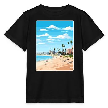 Manhattan Beach Kalifornien Reiseposter Souvenir - Stanley/Stella Kinder T-Shirt MINI CREATOR  - Schwarz - Vorne - Mikhail (115cm)