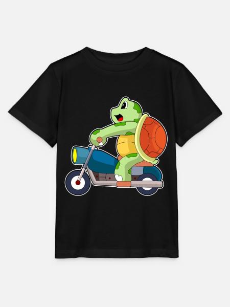 Schildkröte Motorrad - Stanley/Stella Kinder T-Shirt MINI CREATOR - Schwarz