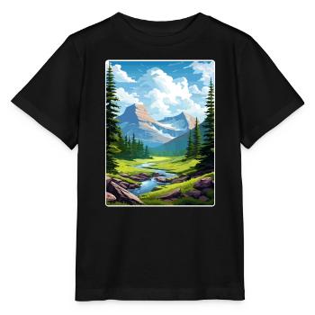 Gletscher-Nationalpark Reiseposter Souvenir WPA - Stanley/Stella Kinder T-Shirt MINI CREATOR  - Schwarz - Vorne - Mikhail (115cm)