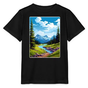 Gletscher-Nationalpark Reiseposter Souvenir WPA - Stanley/Stella Kinder T-Shirt MINI CREATOR  - Schwarz - Vorne - Mikhail (115cm)
