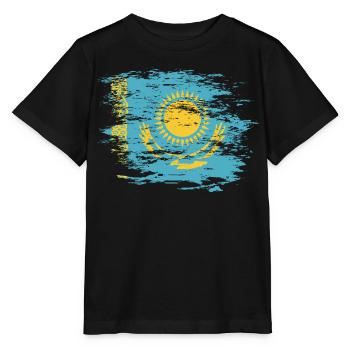 Kasachstan Flagge used - Stanley/Stella Kinder T-Shirt MINI CREATOR  - Schwarz - Vorne - Mikhail (115cm)