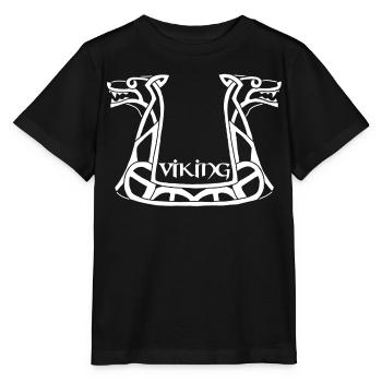 Weißer Wikinger-Drache - Stanley/Stella Kinder T-Shirt MINI CREATOR  - Schwarz - Vorne - Mikhail (115cm)