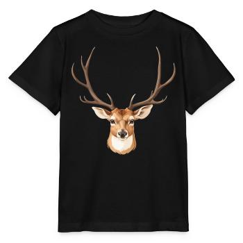 Tête de cerf mignonne - T-shirt bio MINI CREATOR Stanley/Stella Enfant - noir - Devant - Mikhail (115cm)