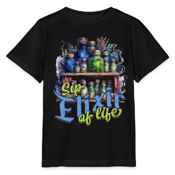 Pharmacist Herb Collector Sip The Elixir Of Life - Stanley/Stella MINI CREATOR Kids’ T-Shirt - black - Front - Mikhail (115cm)