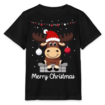 Süßer Weihnachtselch - Stanley/Stella Kinder T-Shirt MINI CREATOR  - Schwarz - Vorne - Mikhail (115cm)