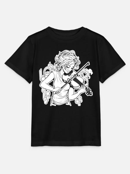 Geige Mädchen Zeichnung - Stanley/Stella Kinder T-Shirt MINI CREATOR - Schwarz