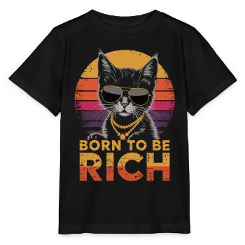 Wealth cat with sunglasses - Stanley/Stella MINI CREATOR Kids’ T-Shirt - black - Front - Mikhail (115cm)